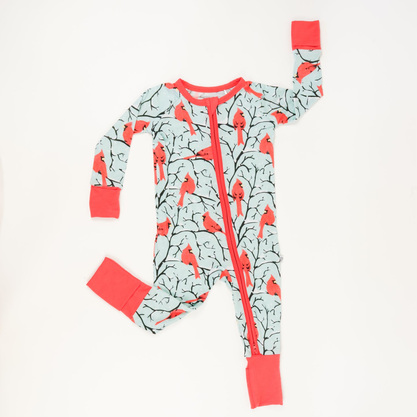 Convertible Zipper Romper - Winter Cardinals