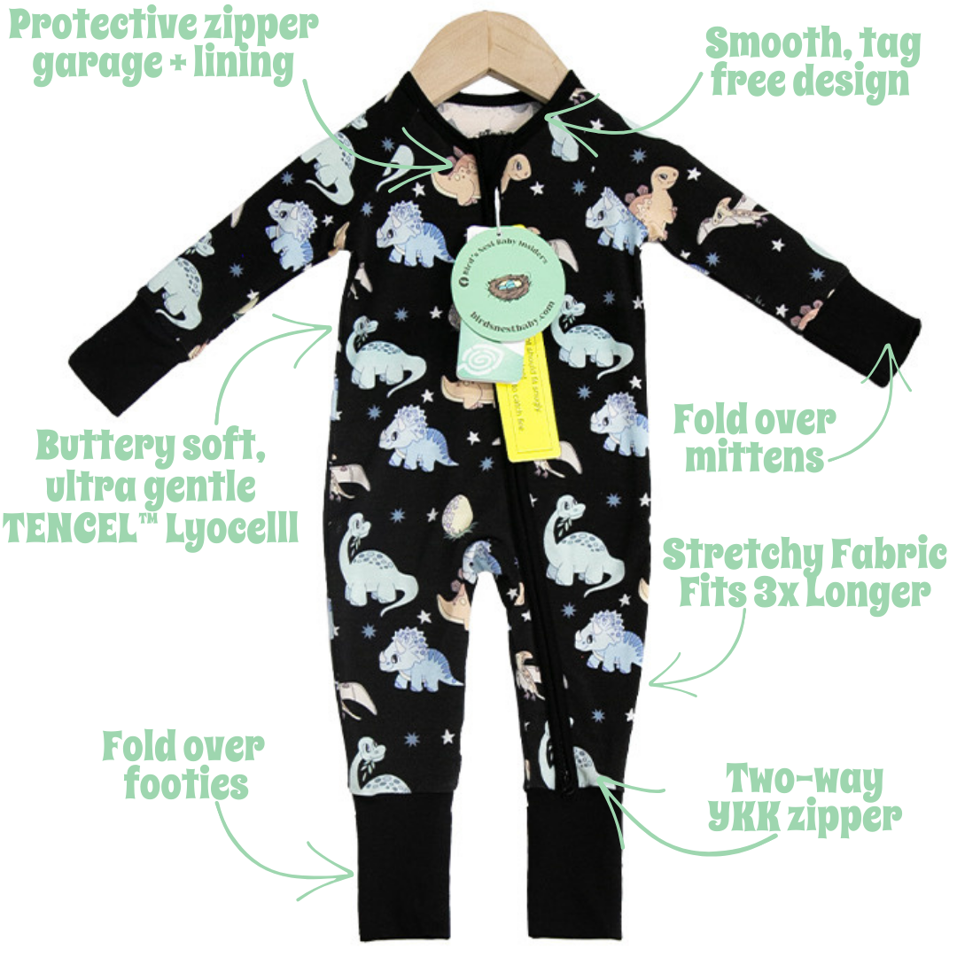 Convertible Zipper Romper - Dino-Snores