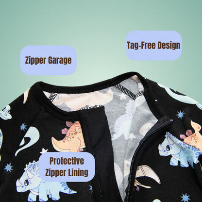 Convertible Zipper Romper - Dino-Snores