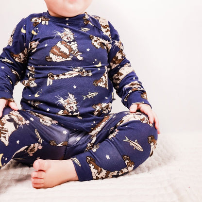 Adaptive better than bamboo kids pajamas in cute cat print 